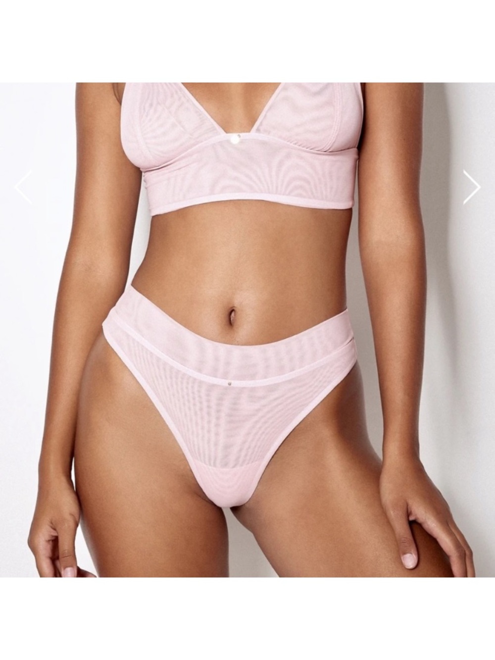 Gooseberry Intimates Pink Mesh Bralette & High-Cut Thong Set
